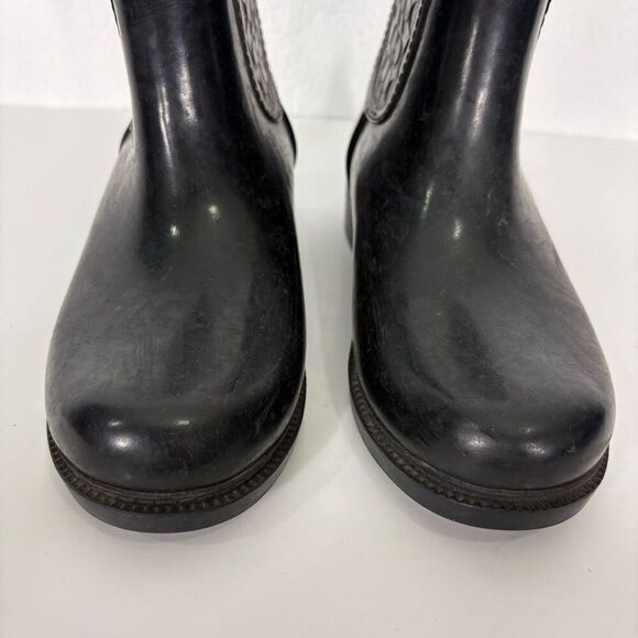 Coach Black Monogram Mid Calf Pull On Rain Boots Women's Size 5 - Picture 5 of 12